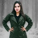Women's Suede Leather Overcoat with Buttons and Side Pockets