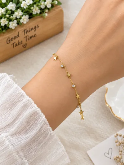 Anti-Tarnish Golden Star & Crystal Bracelet