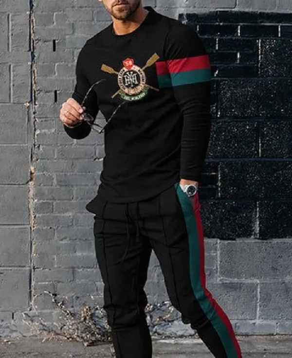 Men's Full Sleeve Mesh Tee and Trouser Set, Waist 28 to 35 Inch