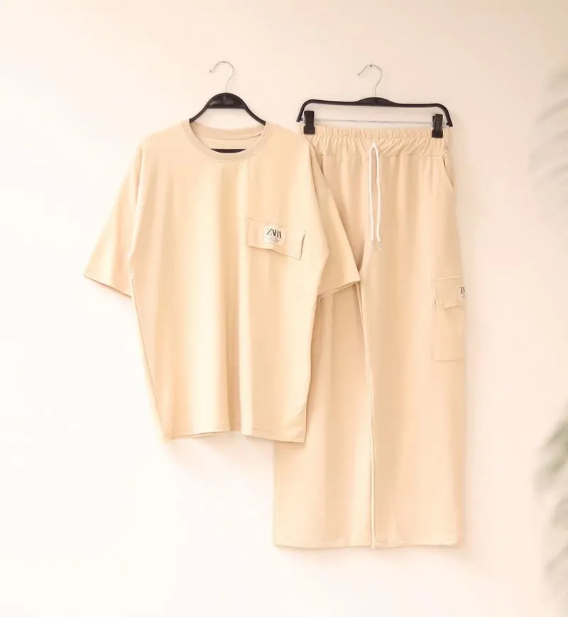Women's Drop Shoulder T-Shirt and Trouser Set, Lycra 190 to 200 GSM