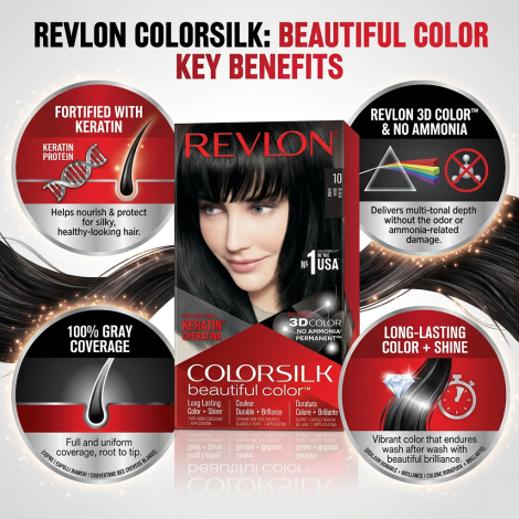 Revlon Colorsilk Beautiful Hair Color - 10 Black (USA)