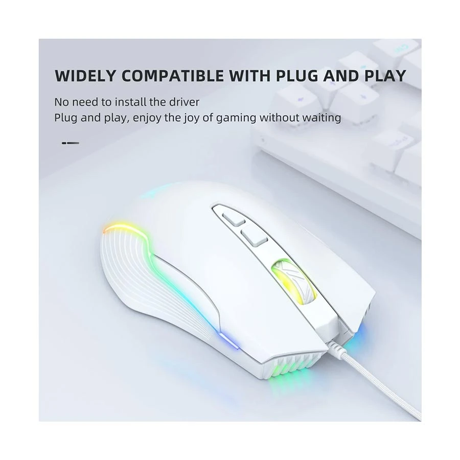 Onikuma CW905 RGB Wired White Gaming Mouse