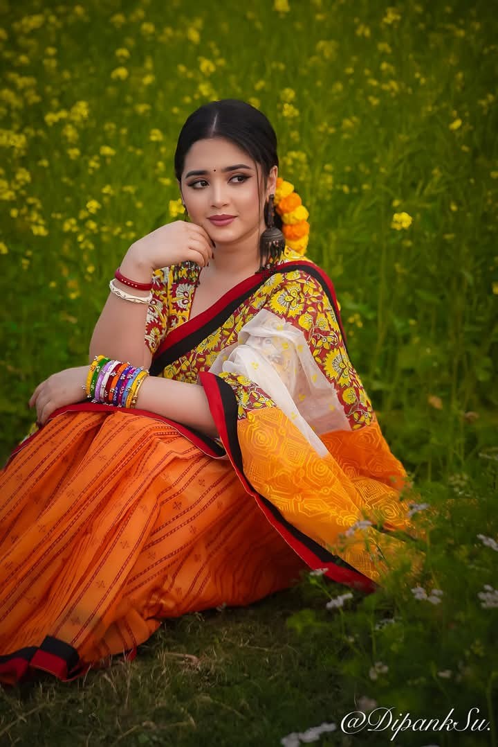 Soft Silk Digital Print Eid Saree with Tasselled Anchal