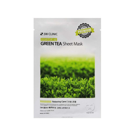 3W Clinic Essential Up Green Tea Sheet Mask 25ml (Korea)