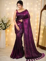 Shimmer Silk Saree with Running Blouse Piece for Parties