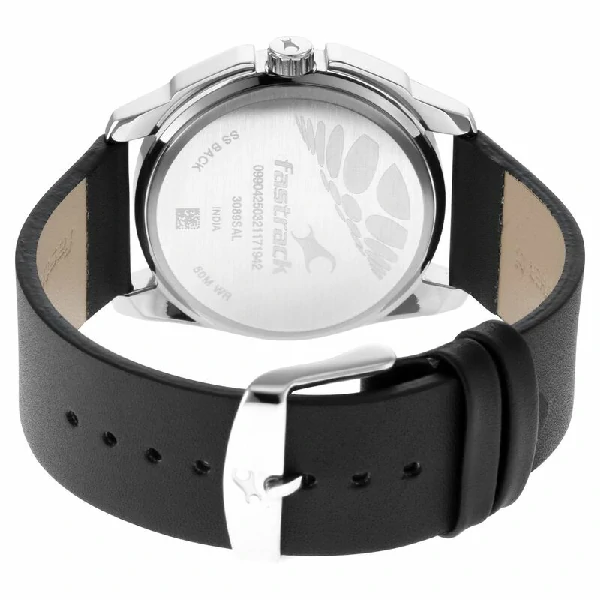 Fastrack NS3089SL15 Wear Your Look Quartz Analog Silver Dial Leather Strap Watch