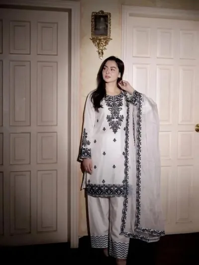 Readymade Pure Cotton Three Piece with Neck and Side Embroidery