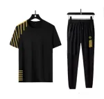 Men's Polypropylene O-Neck T-Shirt and Pants Tracksuit Set, M to XL
