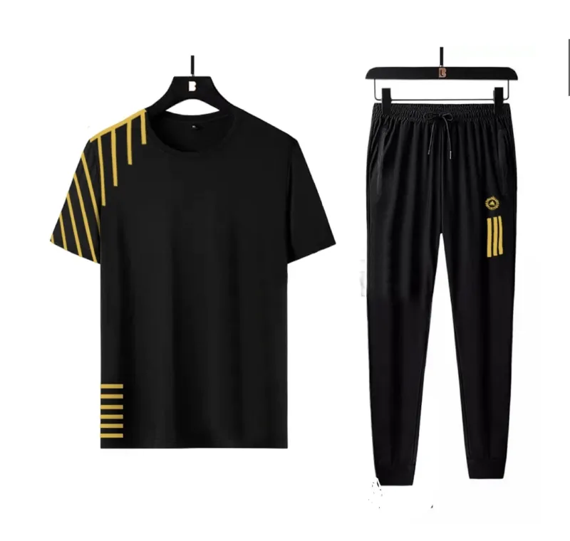 Men's Polypropylene O-Neck T-Shirt and Pants Tracksuit Set, M to XL