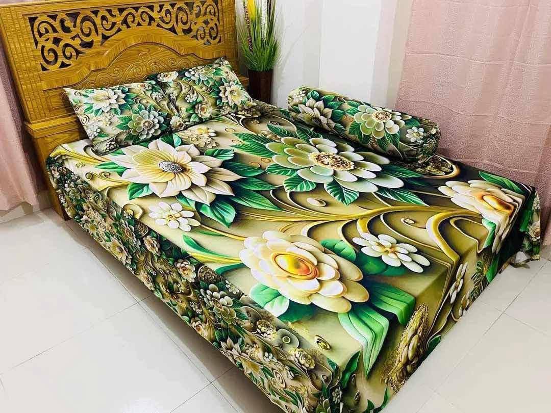 Water Proof China Premium 3D Design Bed Sheet King Size (7.8ft/6.8ft)