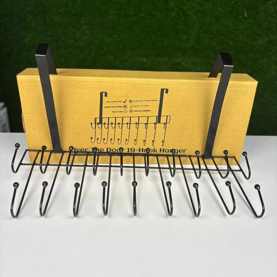 Over The Door 19-Hook Hanger – Heavy-Duty Space-Saving Door Organizer & Rack for Jackets, Hats, Bags & Coats