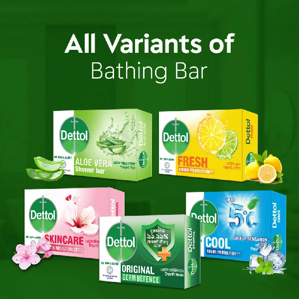 Dettol Soap Original 100gm Germ Defence Bathing Bar, Soap with protection from 99.99% illness-causing germs (100gm)