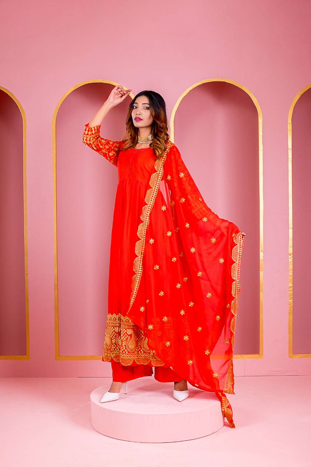 Women's Readymade Lehenga Party Dress in Georgette, Free Size to 46