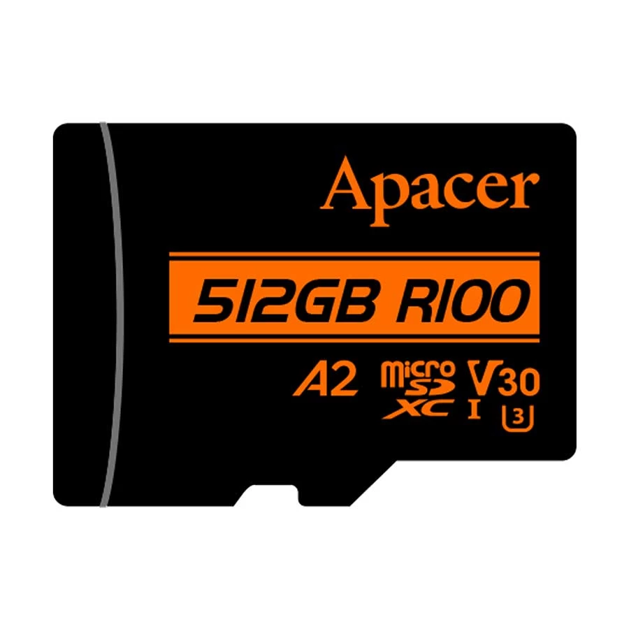 Apacer R100 512GB MicroSDXC UHS-I U3 V30 A2 Memory Card with Adapter