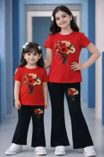 Kids' Half Sleeve Cotton T-Shirt and Pant Set, 160-170 GSM