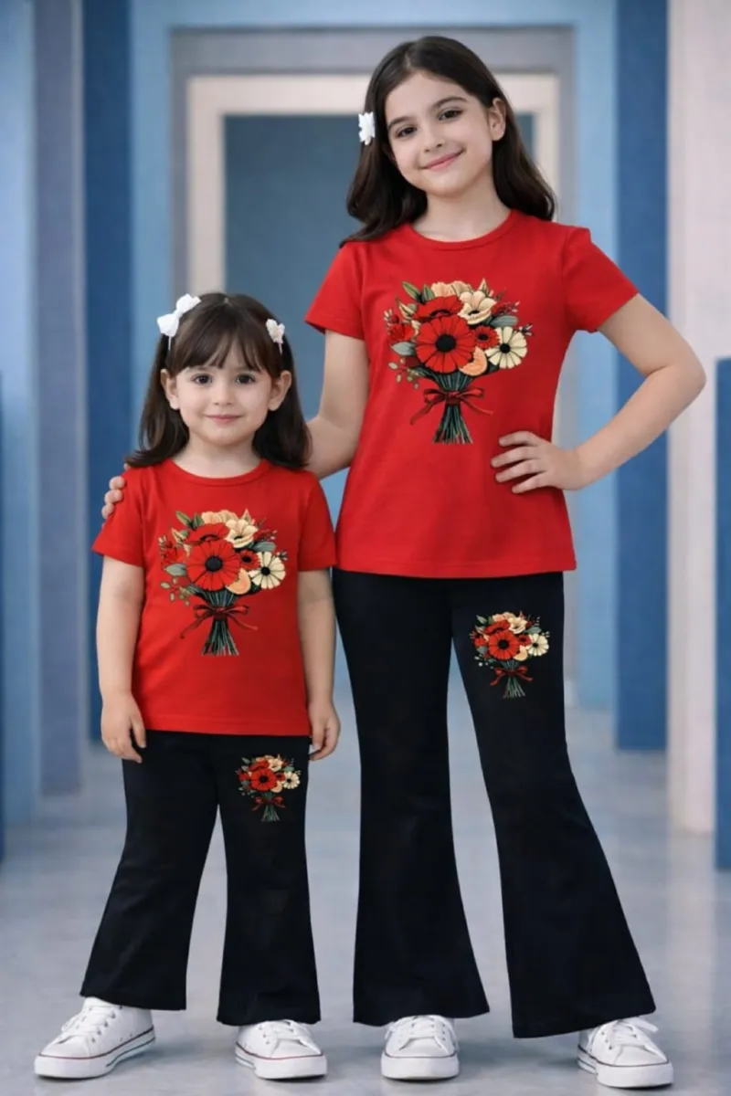 Kids' Half Sleeve Cotton T-Shirt and Pant Set, 160-170 GSM
