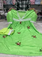 Aliya Cut Cotton Embroidery Gown 2 Piece with Butter Silk Salwar