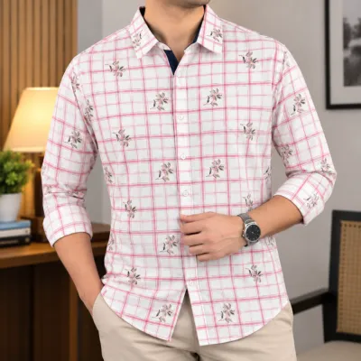 Pure Cotton Check Contrast Shirt