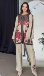Dubai Silk Digital Print Two Piece for Women, 4 Colours