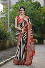 Digital Print Silk Saree with 1 Gaj Matching Blouse Piece