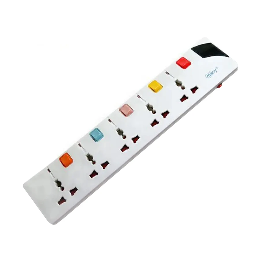 Many MTS-G157 3 Pin 5 Port Individual Switch Power Strip, 3 Meter