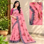 Prim Pink Cotton Floral Print Manipuri Handloom Saree