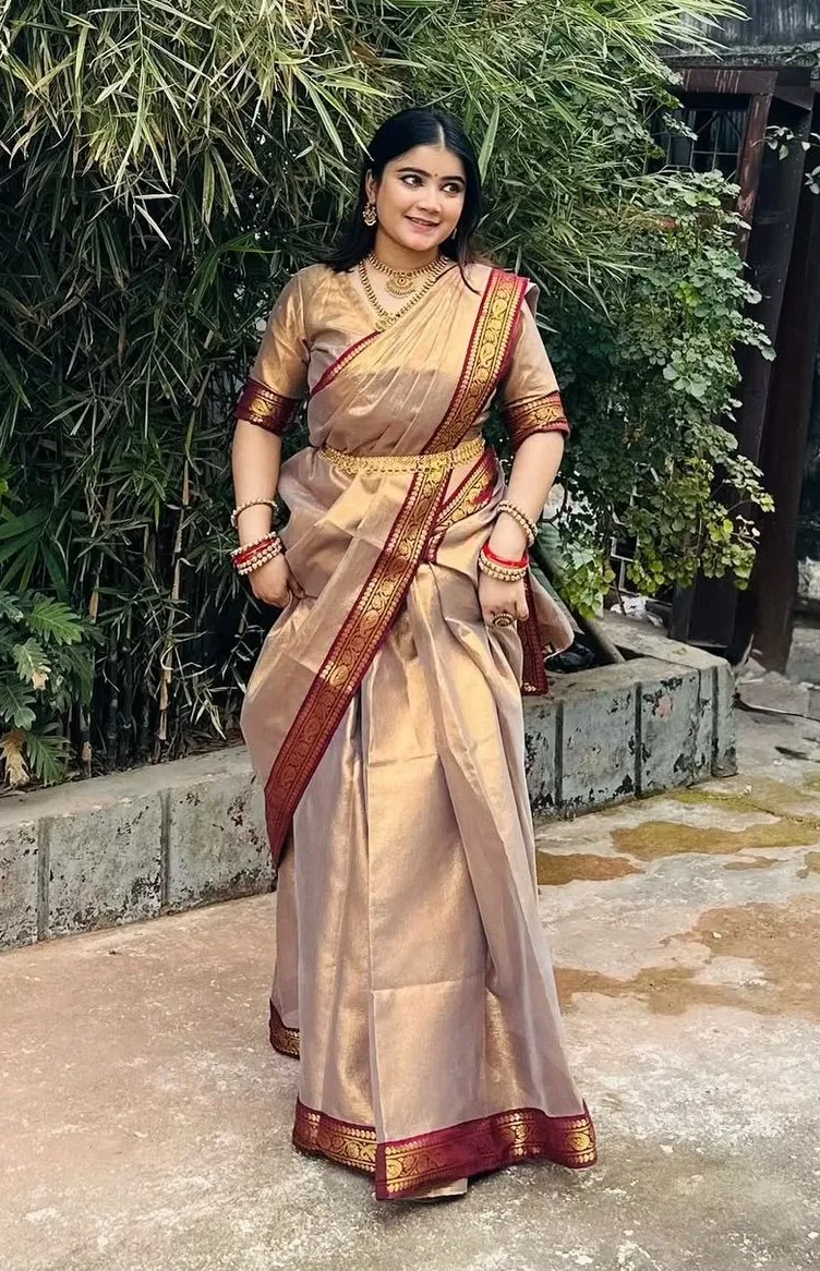 Women's Lama Silk Border Design Saree for Festivals