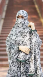 Women's Soft Linen Khimar Set with 30 Inch Niqab