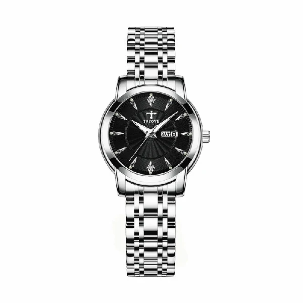 Trsoye 8801 Luminous Stainless Steel Women’s Watch - Silver & Black