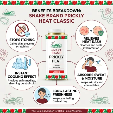 Snake Brand Prickly Heat Classic Original Cooling Powder 280g (Thailand)
