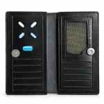 Long Leather Wallet with Magnetic Snap Button