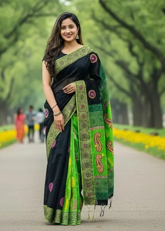 Women's Dhupian Silk Saree, 13 Haath, Without Blouse Piece