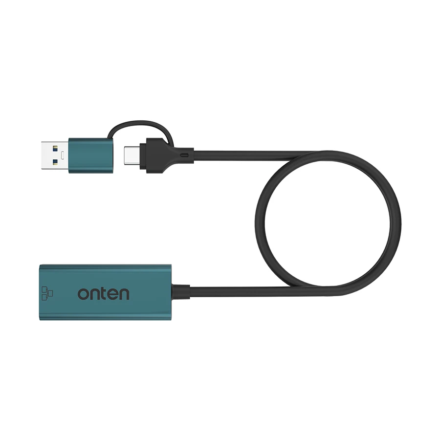 Onten OTN-UE106+ Type-C & USB Male to LAN Female Gray Converter