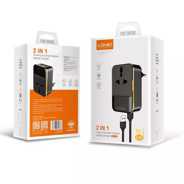 LDNIO SC1205 2 IN 1 Quick Charge 3.0 Travel Adapter