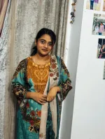 Women's Micro Fabric Three Piece with Butter Silk Salwar, XL and XXL