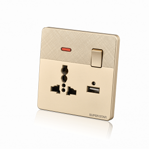 Super Star Gold Ray 3 Pin Multi Functional Socket With USB