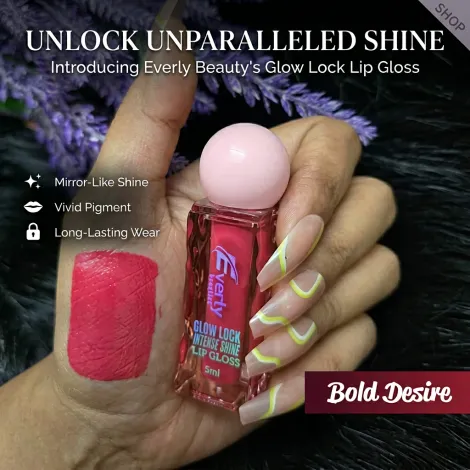 Everly Beauties Glow Lock Intense Shine Lip Gloss - Bold Desire (China)