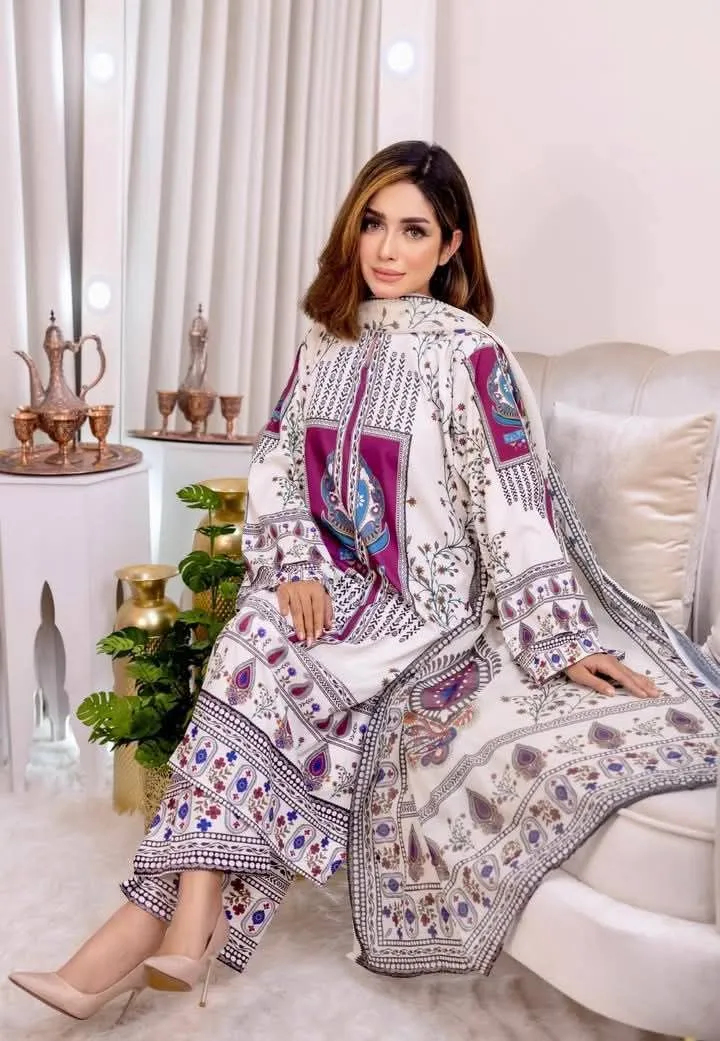 Cotton Silk Three Piece with Silk Georgette Orna, 3 Colours