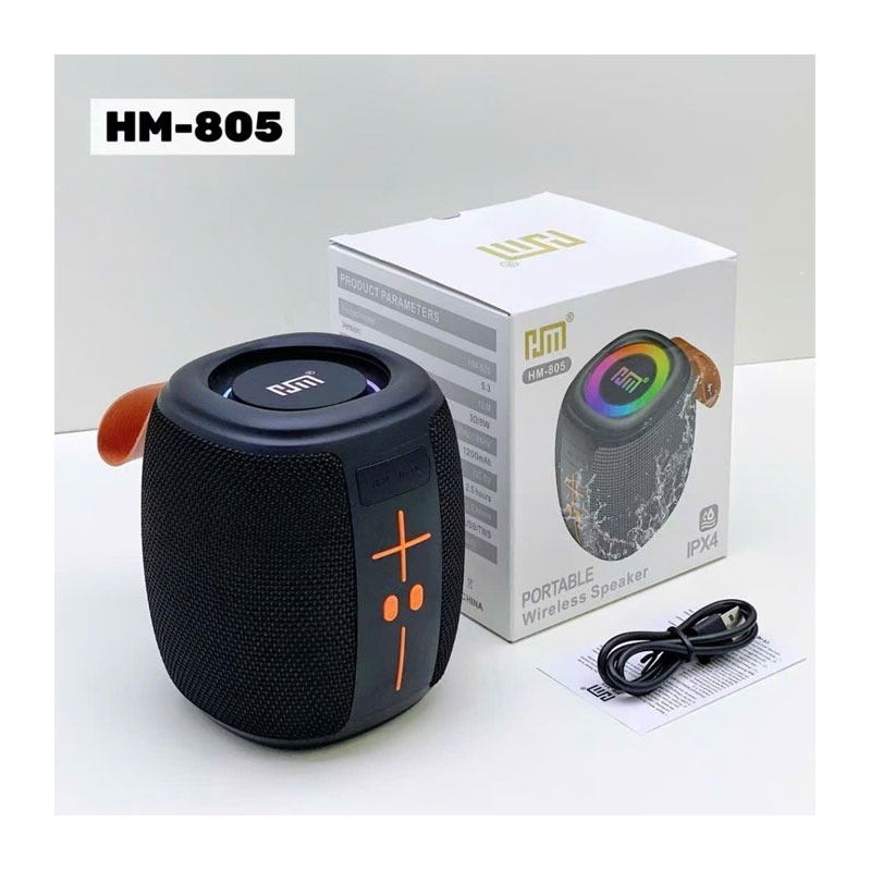 HM-805 Portable Bluetooth Speaker with RGB (Black)
