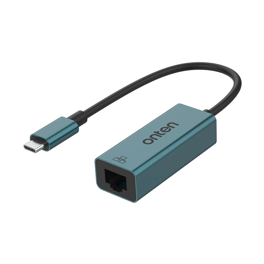 Onten OTN-9598D USB Type-C Male to LAN Female Crystal Teal Converter