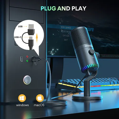 Maono DM30 RGB Programmable USB Condenser Microphone – Black