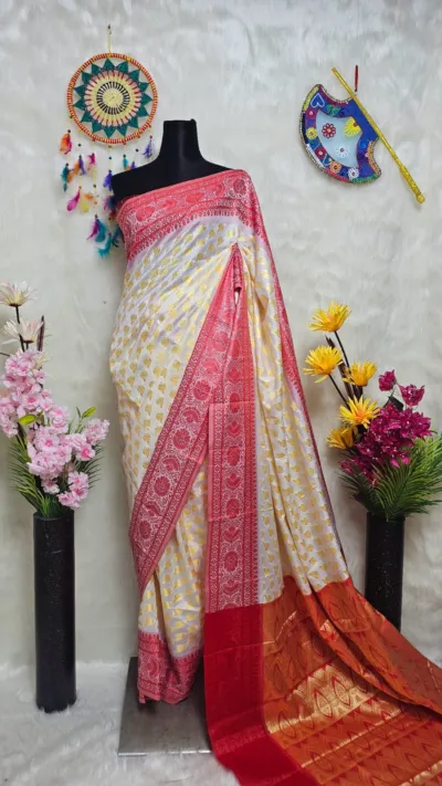 Half Silk Saree, 12 Haath, Without Blouse Piece, 3 Colours