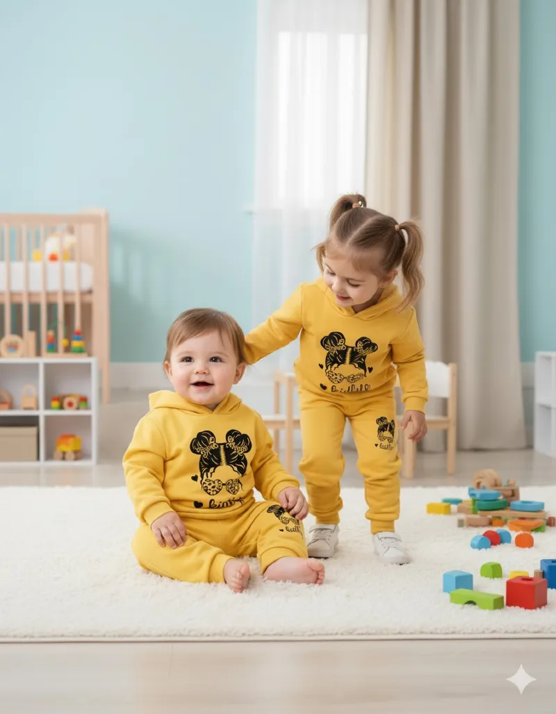 Unisex Kids Hoodie and Pant Set, One Side Brush, 6 Colour Choices