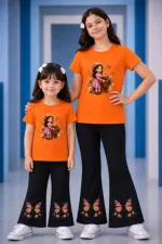 Girls' Printed Cotton Knit T-Shirt and Pant Set, 6 Colours