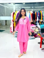 Women's Embroidered Silk Two Piece, Free Size 32 to 42