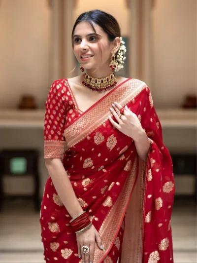 Women's Dhupian Saree with Afsan and Block Print Work