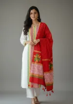 Unstitched Hand Print Three Piece, 45 Inch Kameez, 90 Inch Orna