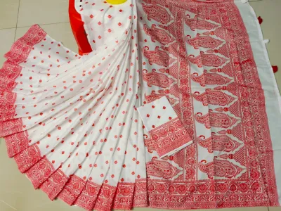 Resham Silk Saree with Screen Print and Blouse Piece