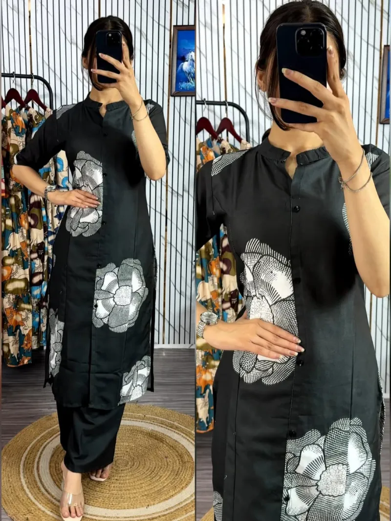 Women's Two Piece Kurti Set, Screen Print Pure Cotton