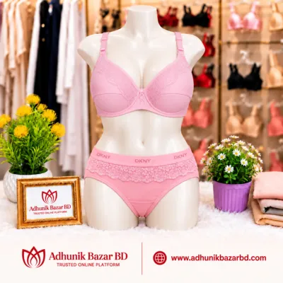 Lace Foam Bra and Panty Set, 4 Colours Combo, Sizes 32 to 40